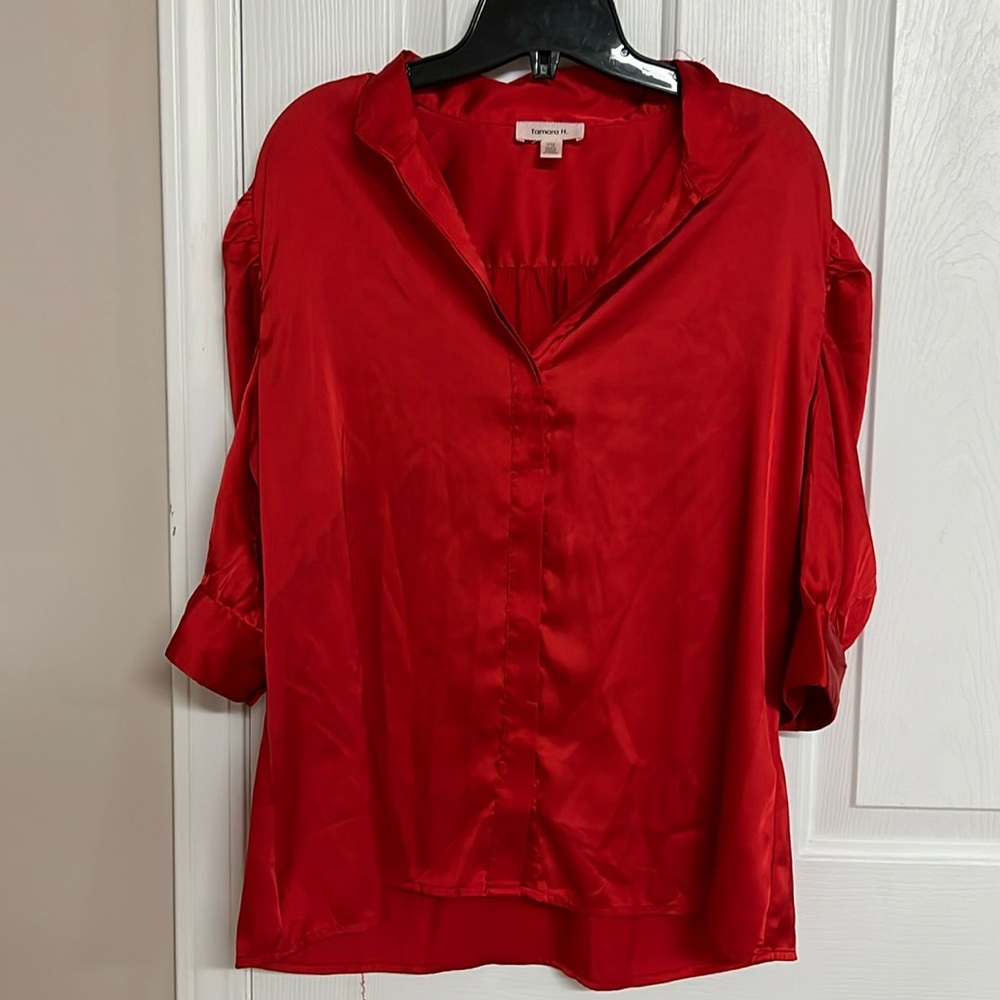 Women’s Large Size Red Blouse by: Tamara H.